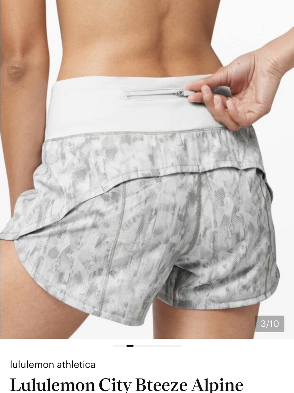 lululemon athletica White and Light Gray Printed Running Shorts